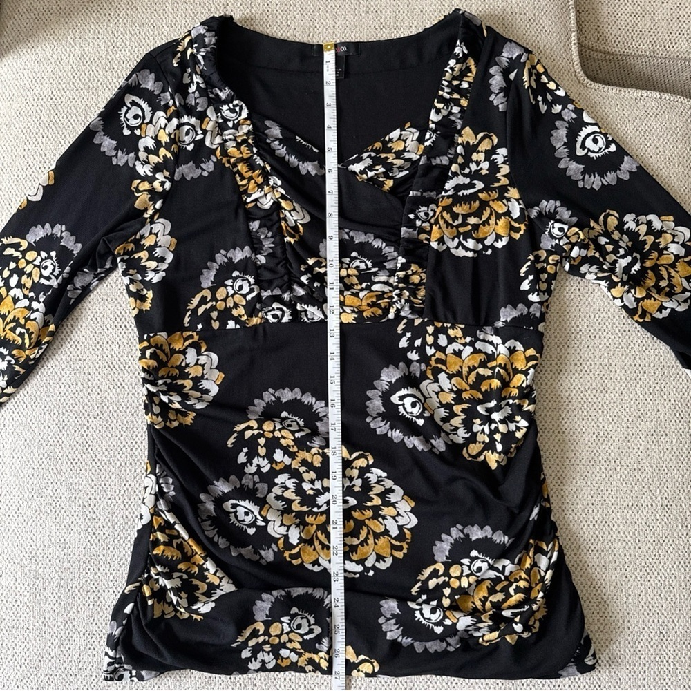 Style & Co Womens Black/grey/gold Floral Long Sleeve Blouse Size XL - Picture 7 of 7